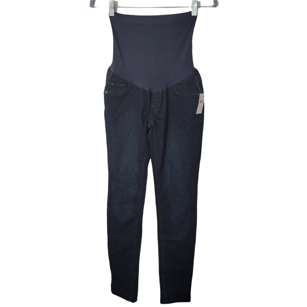 Indigo Blue Dark Wash Slim Straight Maternity Secret Belly Jeans